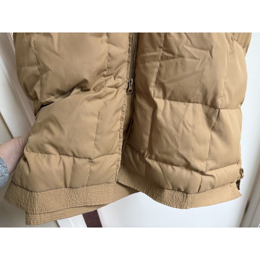 Vintage 90s Komitor Down Filled Long Puffer Jacket Tan Camel Winter Gorp Coat L - Picture 10 of 12